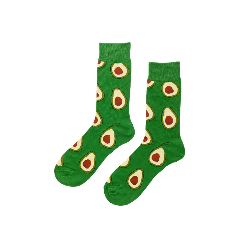 Green avocado socks fits all, featuring a fun avocado pattern for ultimate durability