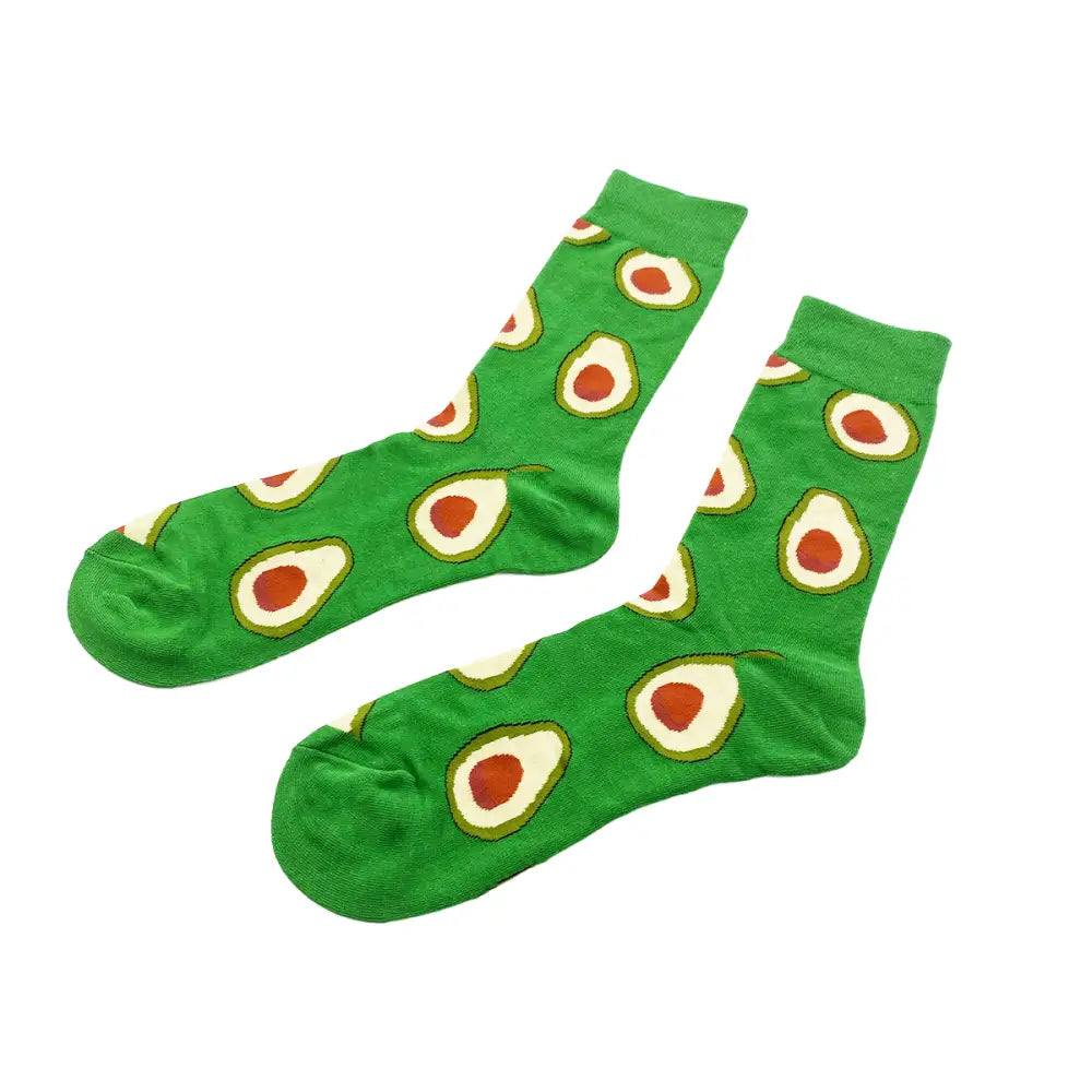 Green avocado socks fits all with a playful avocado pattern for ultimate durability