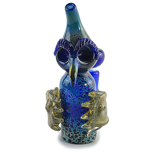 Whimsical Owl Art Glass Water Pipe