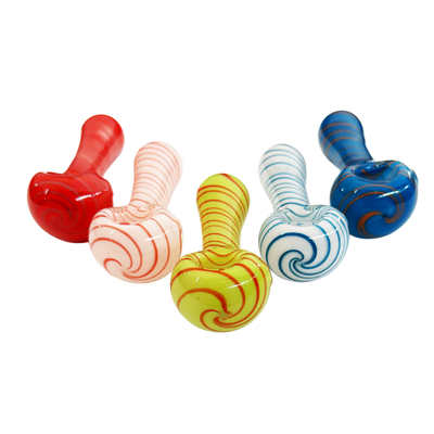 Artisan Glass Spoon Pipe with Spiral Design