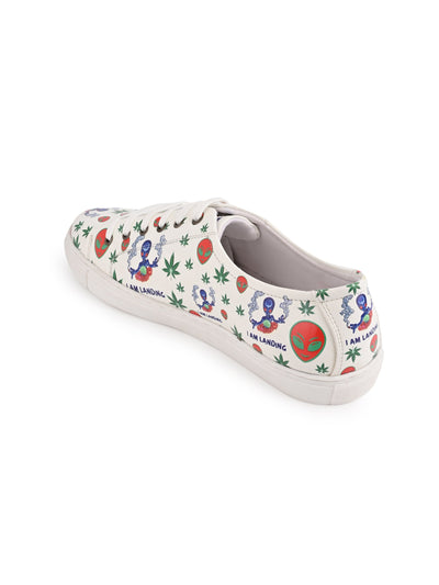 Snow White Botanical Print Vegan Leather Shoes