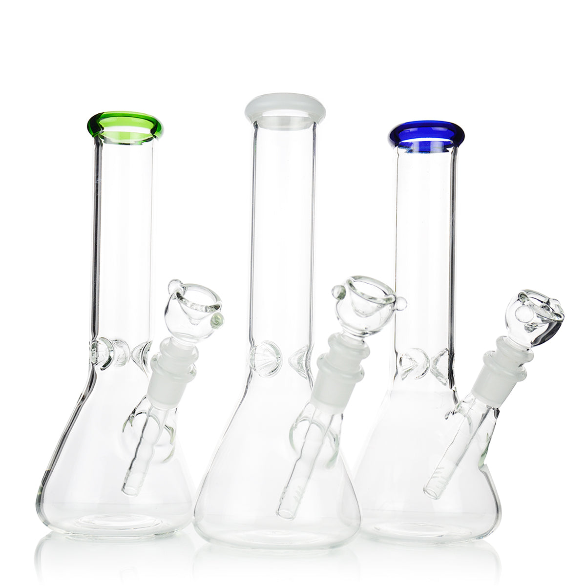 10" Classic Clear Beaker Bong with Color Mouthpiece