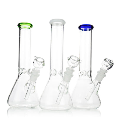 10" Classic Clear Beaker Bong with Color Mouthpiece