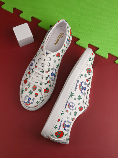 Snow White Botanical Print Vegan Leather Shoes