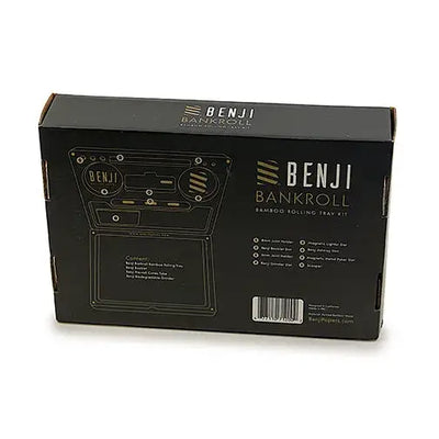 Black Benji Bankroll bamboo tray kit box with gold foil branding
