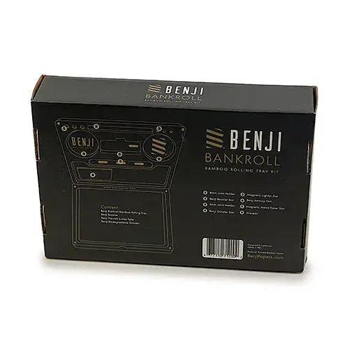 Black Benji Bankroll bamboo tray kit box with gold foil branding