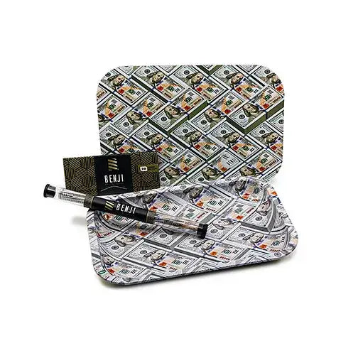 Benji tray kit with dollar bill pattern for effortless joint rolling