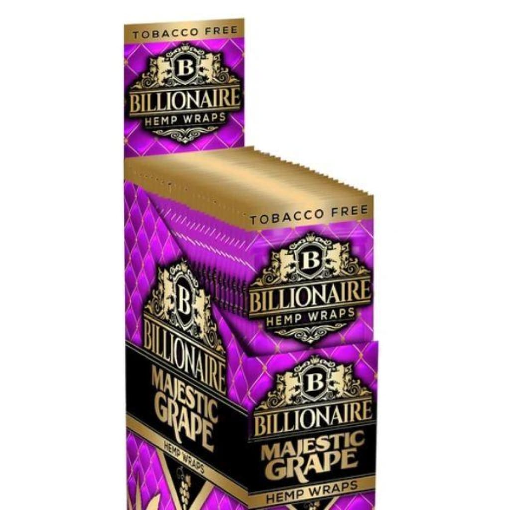 Billionaire Hemp Wraps in Majestic Grape flavor, tobacco-free, box of hemp wraps