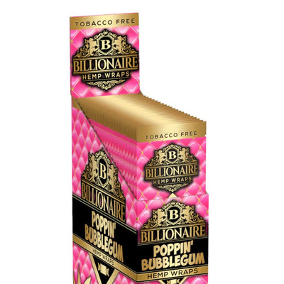 Box of Billionaire hemp wraps in Poppin’ Bubblegum flavor with pink quilted packaging design