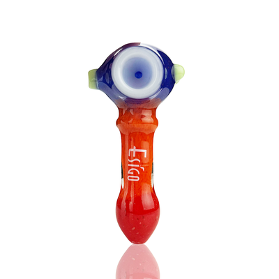 Tricolor Frit Glass Spoon Pipe, 4.5 Inch