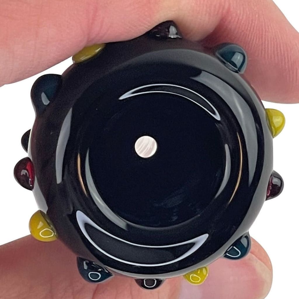 Handmade black balls glass bowl with colorful protrusions for water pipes, 14mm size