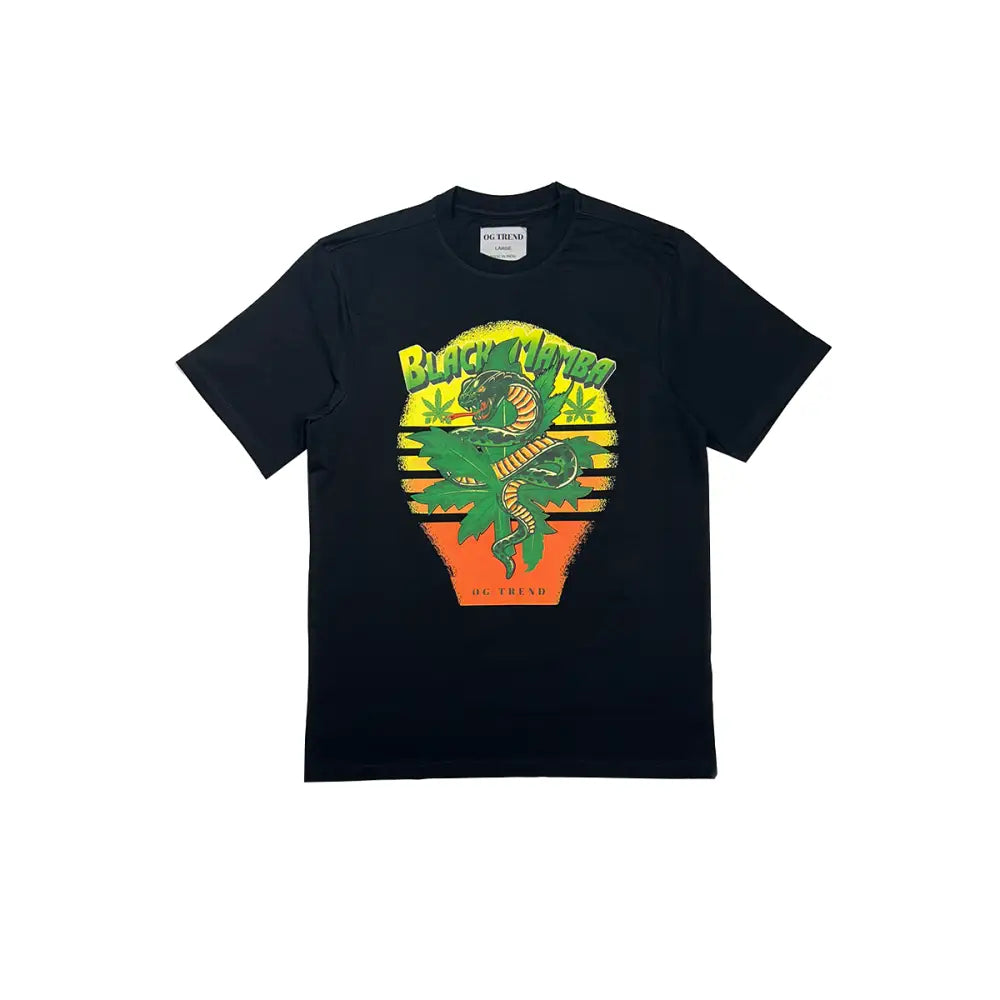 Black Mamba Half Sleeve T-shirt featuring colorful dinosaur graphic and bold text design