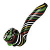 Rasta Candy Cane Glass Swirl Hand Pipe with colorful stripes and a curved shape