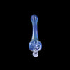 Bone Head Gandalf glass pipe with blue design, rounded bowl, and elongated stem