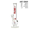 Bouncer Glass Water Pipe with Red ’Boost’ Logo and Measurements on Bouncer Base Tube