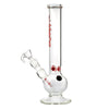 Bouncer Glass Water Pipe with Red Accents and Round Base – Elegant Long Neck Design