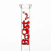 Boost Red 17beaker Base Glass Water Pipe with ’Boost’ lettering on clear glass tube