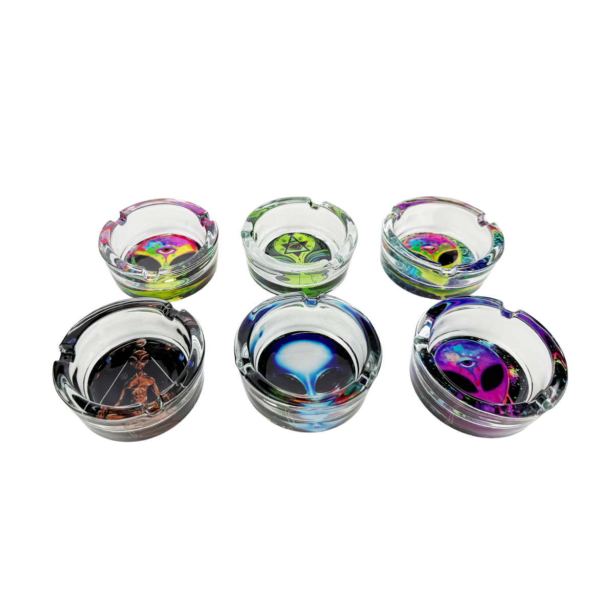 Premium Alien Glass Ashtray for 6