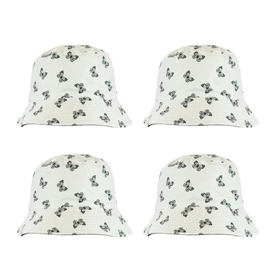 Elegant butterfly design bucket hat with intricate black butterflies pattern