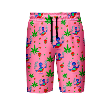 Pink Leaf Print Summer Shirt and Short Set