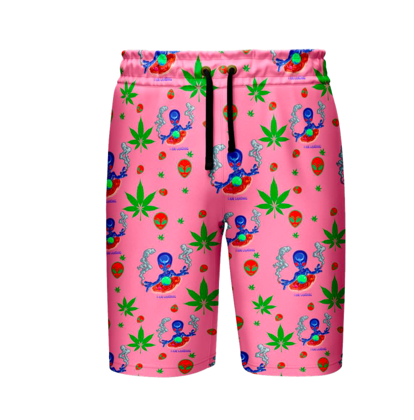 Pink Leaf Print Summer Shirt and Short Set