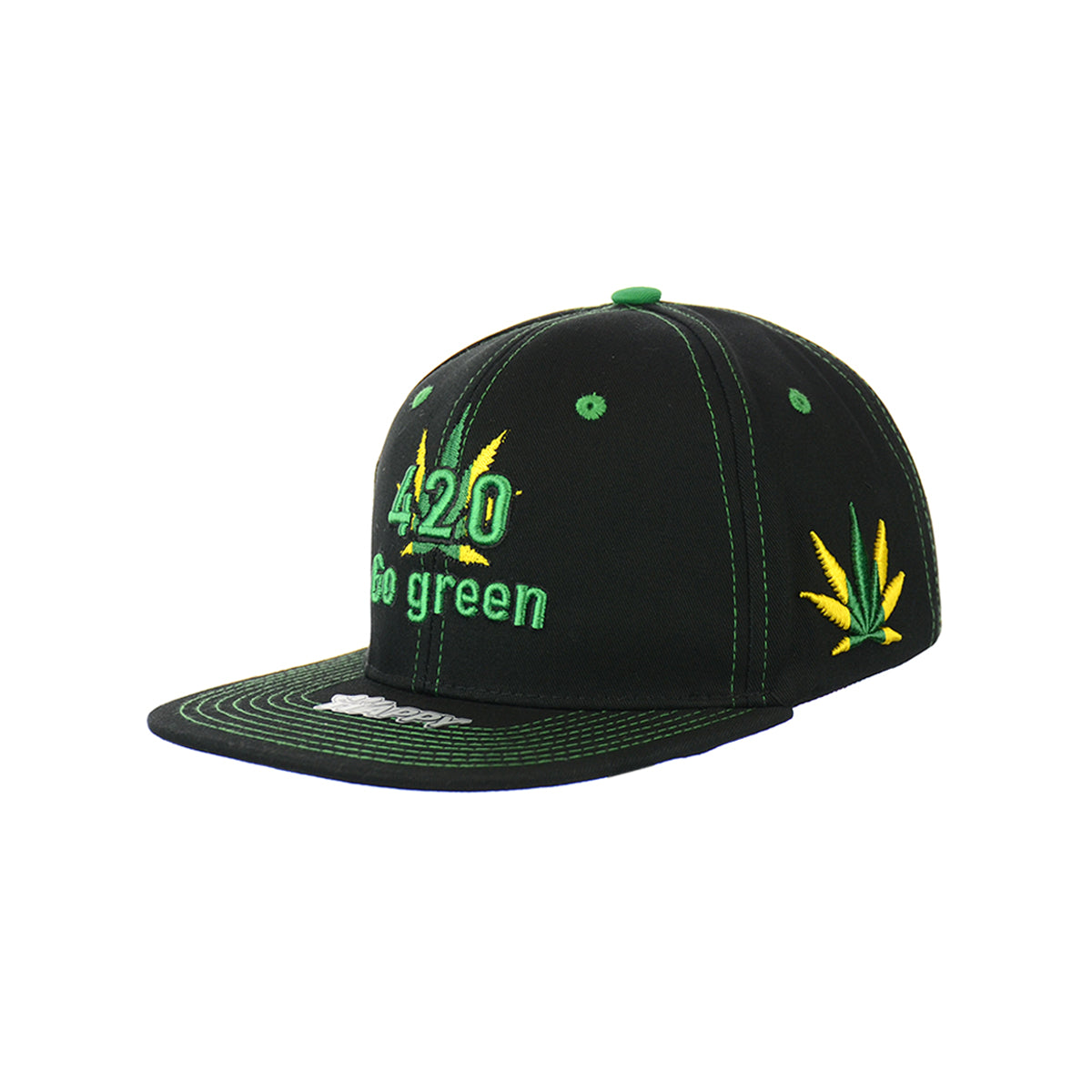 Go Green Embroidered Cotton Snapback Hat