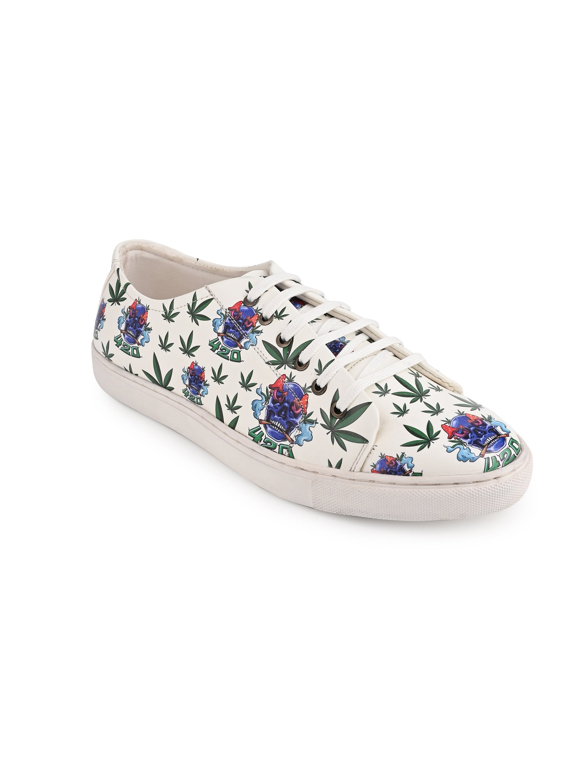 Snow White Skull Vegan Leather Shoes