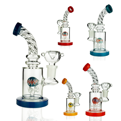 Spherical Water Pipe Rig with Colored Rod Accent