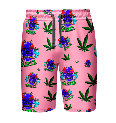 Pink Skull Print Shirt & Shorts Lounge Set