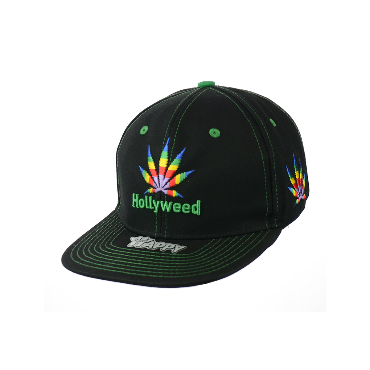 Embroidered Leaf Design Cotton Snapback Hat