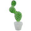 Cactus pot glass sculpture - vibrant design with polka dots; perfect quirky glass pipe decor