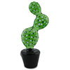 Cactus pot glass pipe, quirky green glass cactus sculpture with holes in a black pot