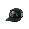 Black Cali Bear Embroidered Snapback Hat with bear logo for trendy street style