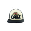 Black and cream Cali Bear embroidered snapback hat for trendy street style