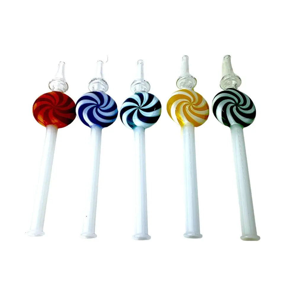Cali Cloudx lollipop glass nectar collector with 5 colorful swirl bowls