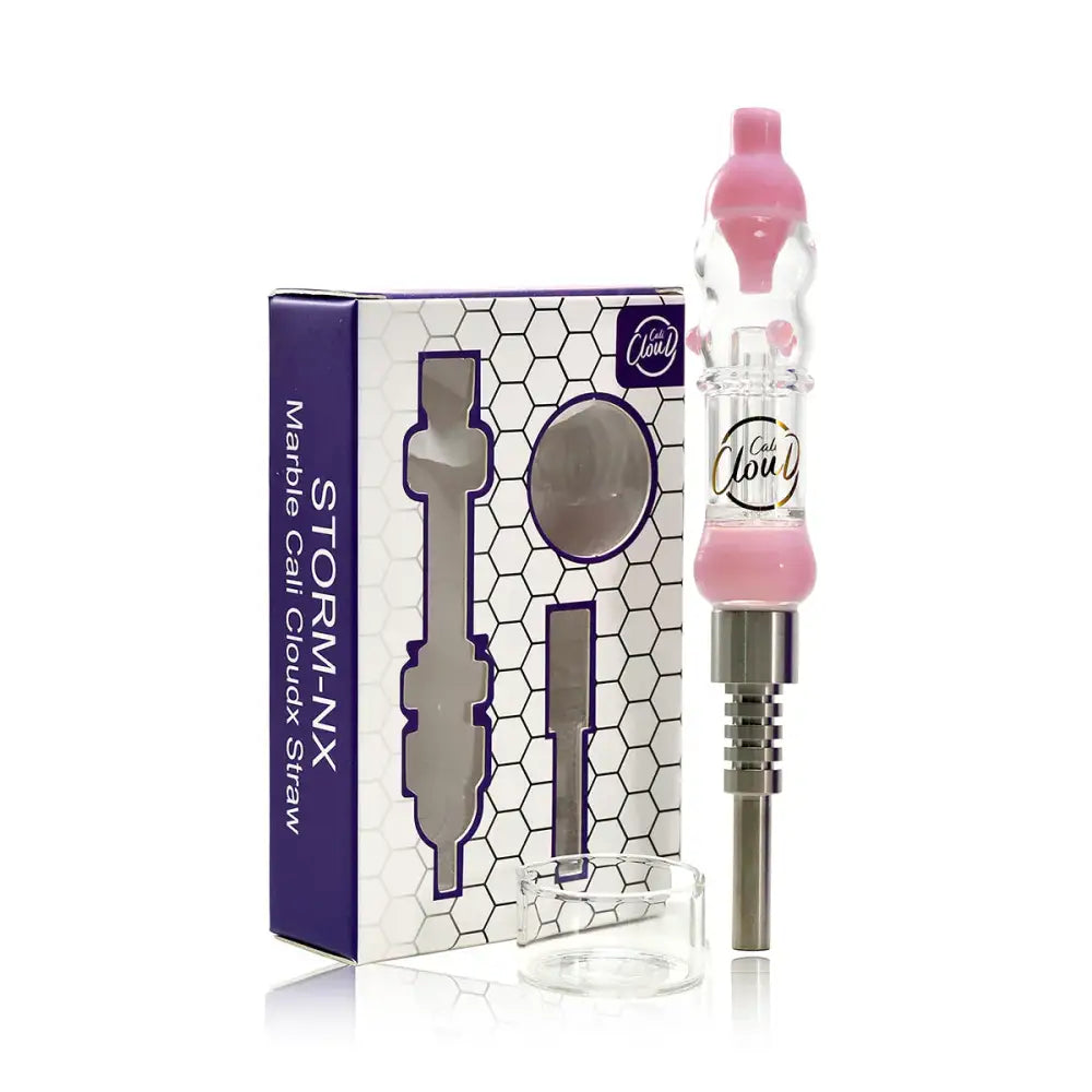 Cali Cloudx mini nectar collector with pink glass marble straw
