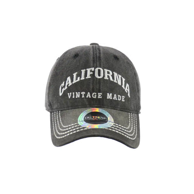 Gray baseball cap made from California Original Cotton with an adjustable cotton buckle