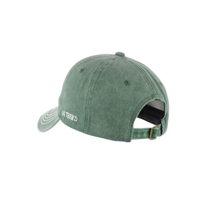Green baseball cap made from California Original Cotton with an adjustable cotton buckle