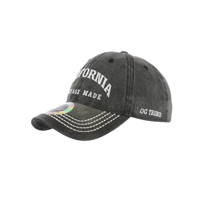 Black California Original Cotton Buckle Hat with embroidery, adjustable for all sizes