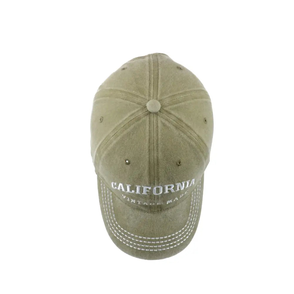 Khaki baseball cap made from California Original Cotton with an adjustable cotton buckle