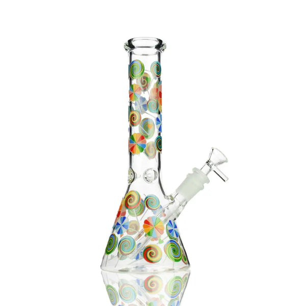 Colorful candy sticker beaker water pipe with rainbow swirl patterns