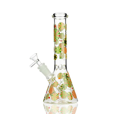 Clear glass candy sticker beaker water pipe with colorful spirals