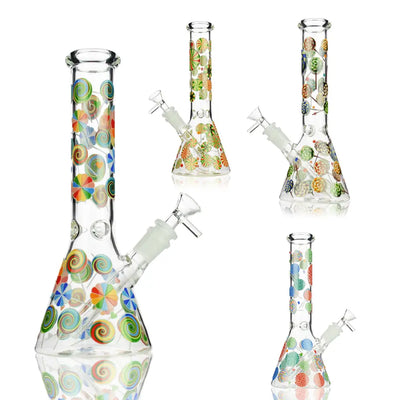 Colorful candy sticker beaker water pipe with rainbow glass patterns