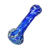 Blue Cellular Glass Spoon Pipe with swirling patterns and rounded bowl - 4 Inch