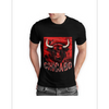 Chicago Half Sleeve Black T-shirt Printed - 93% Cotton 7%