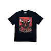 Chicago Half Sleeve Black T-shirt Printed - 93% Cotton 7%