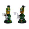 Colorful glass water pipes with bee and floral designs in Bright & Buzzy Clay Bee Honeycomb Rig