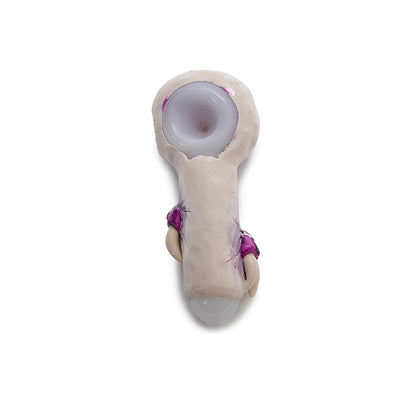 Worn ballet pointe shoe with pink ribbons for the Glass Monster Teeth Handpipe