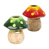 Colorful Mushroom Ceramic Shot Glass With Textured, Spotted Caps And Stems