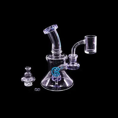 Clear glass Connect dab rig kit with blue purple swirl base
